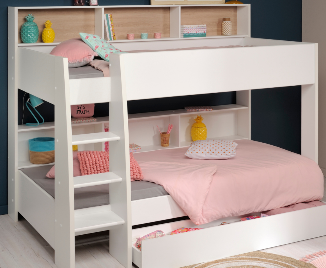 Aslan Bunk Bed - White | Oak and White Panels