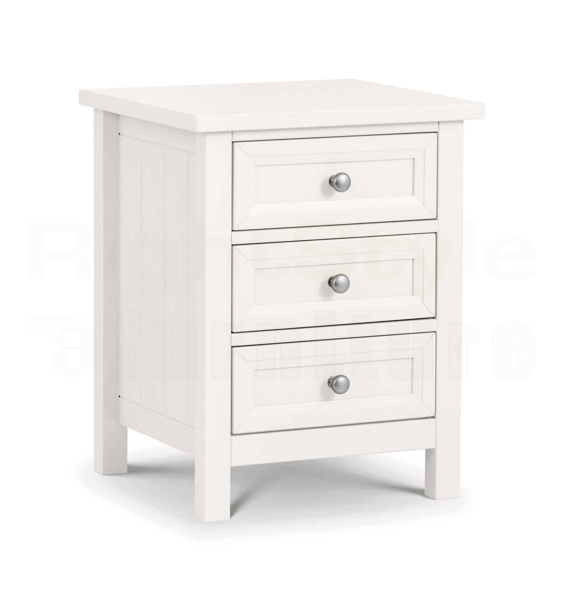 Maine 3 Drawer Bedside - Surf White