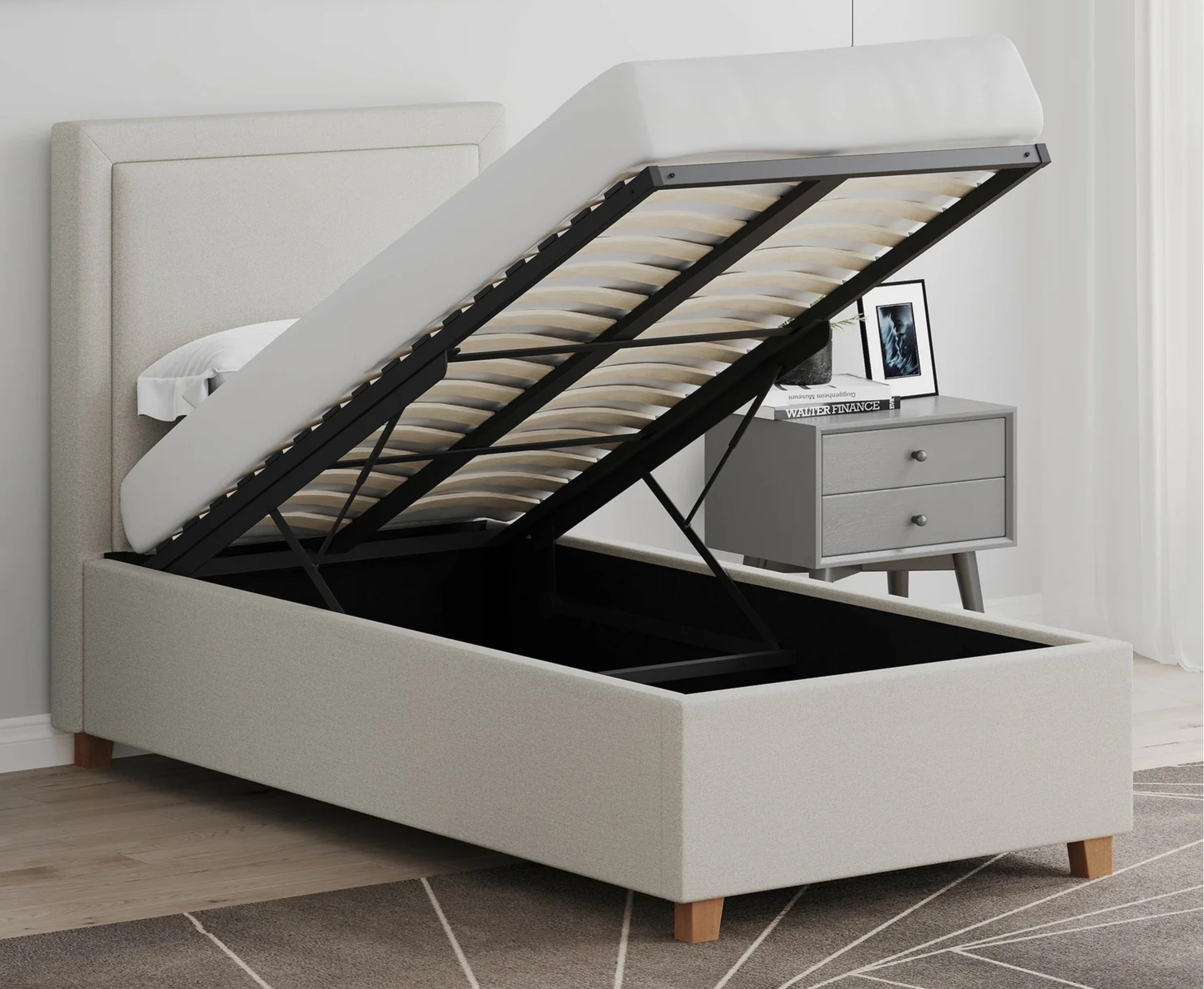 Blaire 4ft Small Double Ottoman Bed Frame - Beige