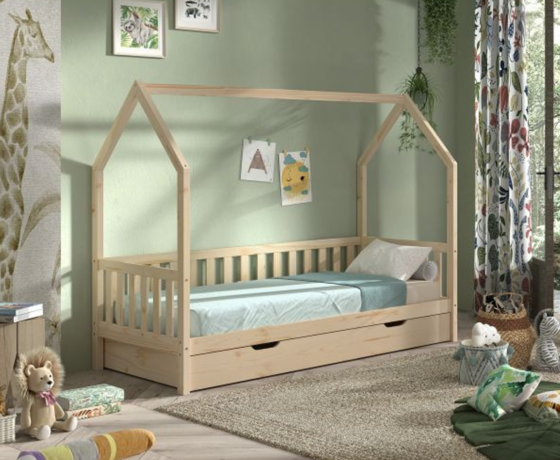 Cabane House Bed 90x200cm - Natural