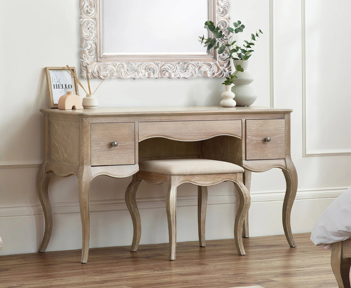 Camille Dressing Table and Stool - Oak