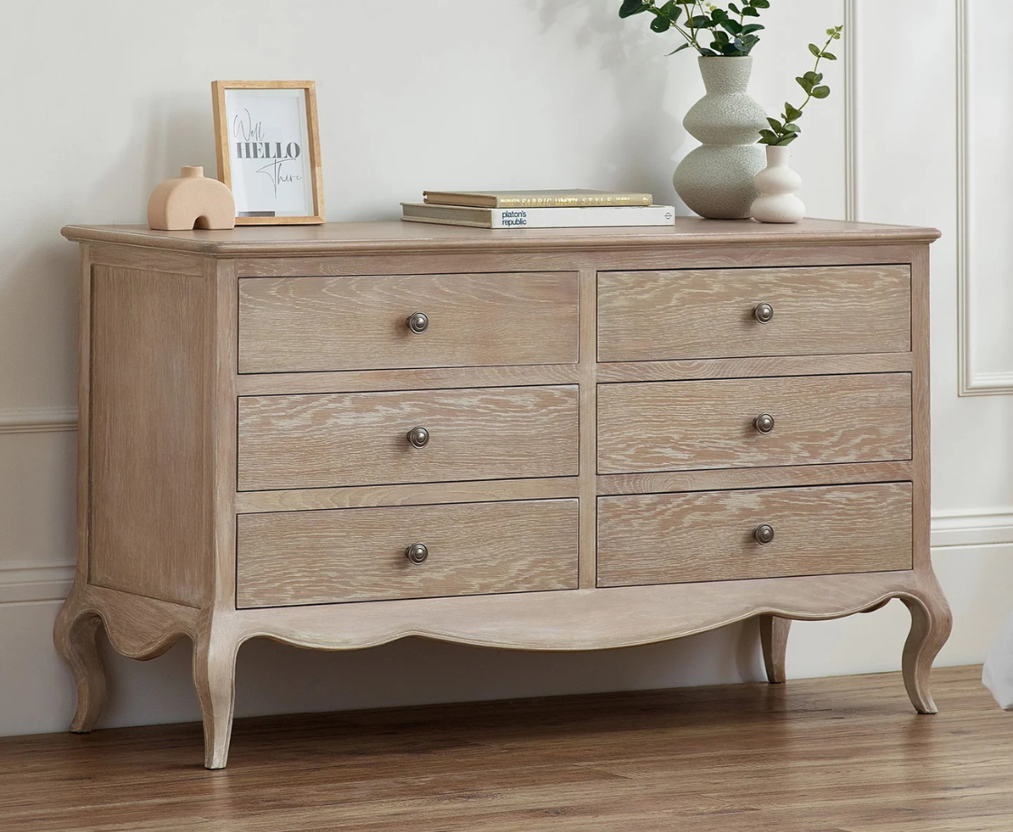 Camille 6 Drawer Wide Chest - Oak