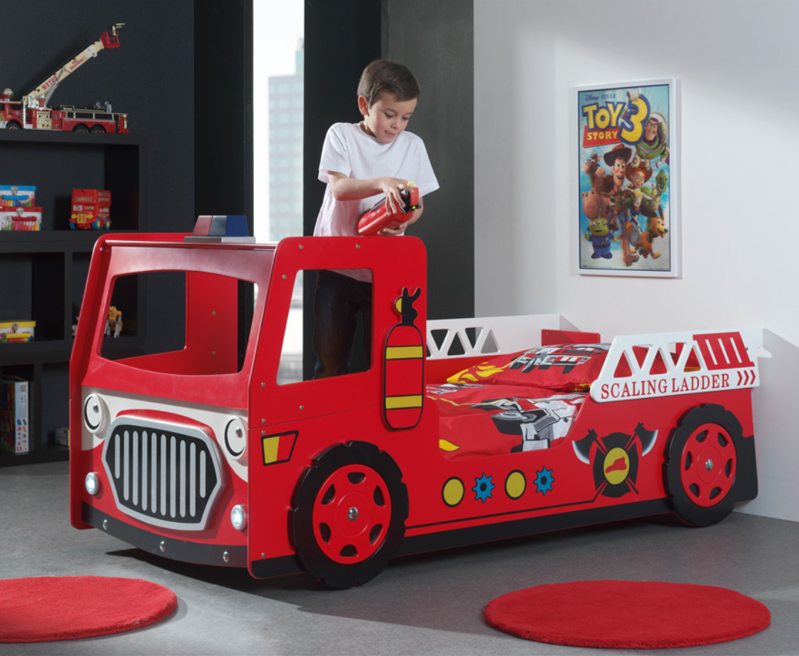 Fire Truck Bed 90x200cm - Red