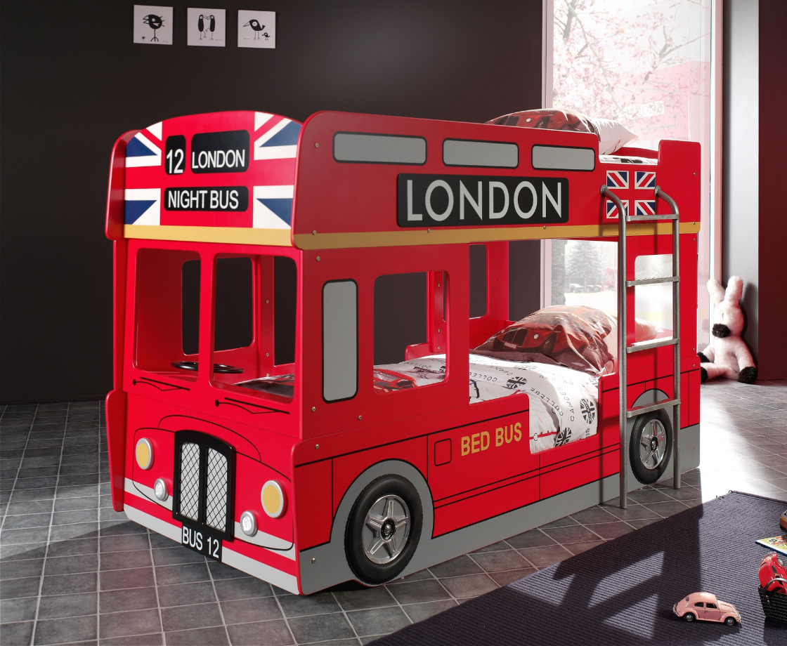 Thames Bus Bunk Bed 90x200cm - Red