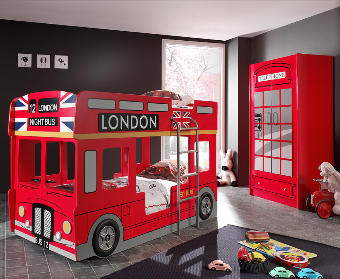 Thames Bus Bunk Bed 90x200cm - Red