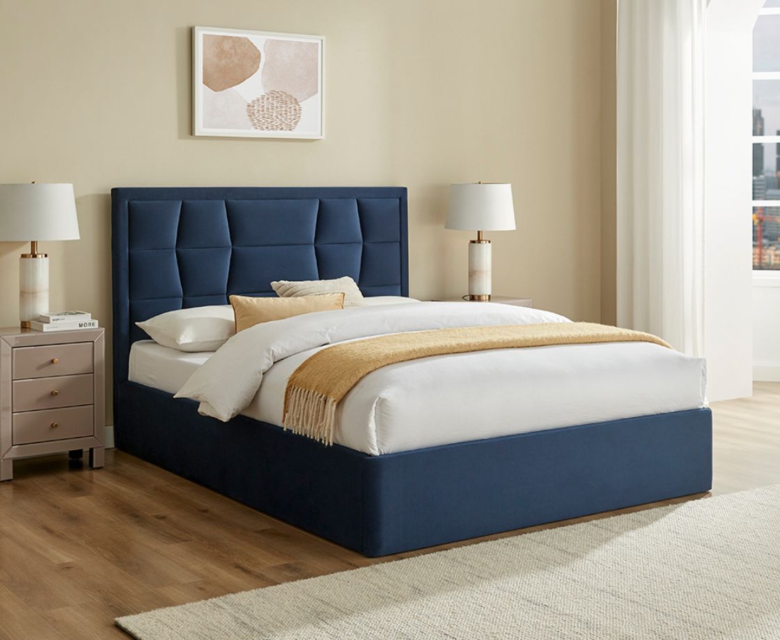 Carmen 5ft Kingsize Ottoman Bed - Navy