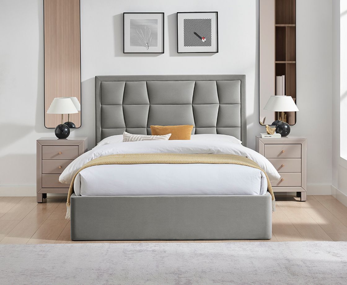 Carmen 4ft6 Double Ottoman Bed - Silver