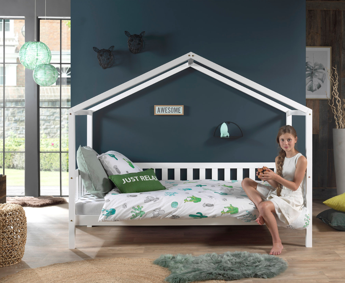Dally House Bed with Gate 90x200cm - White