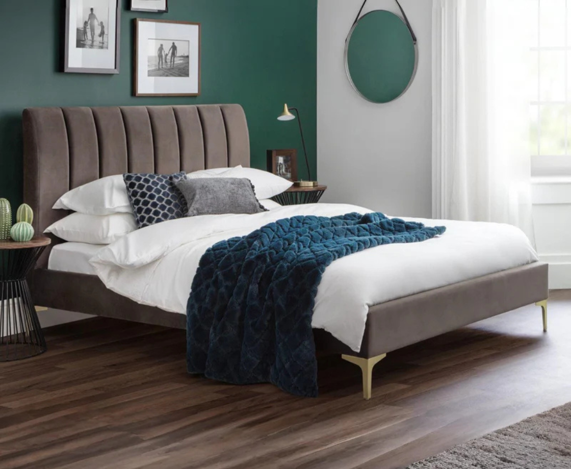 Deco 5ft Kingsize velvet bed - Grey