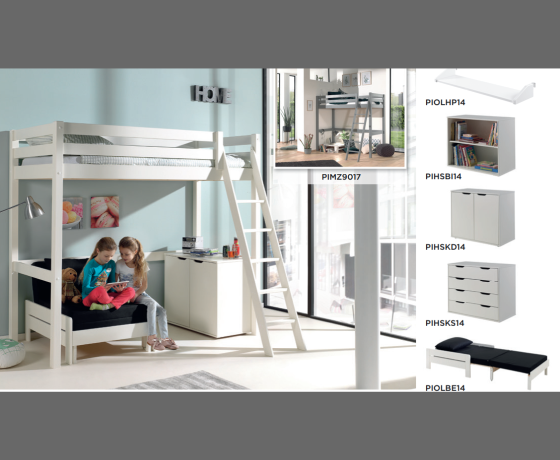 Funkie Mezzanine 90cm High sleeper - White