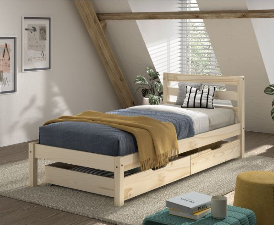Funkie Bed 90x200 cm - Natural / White