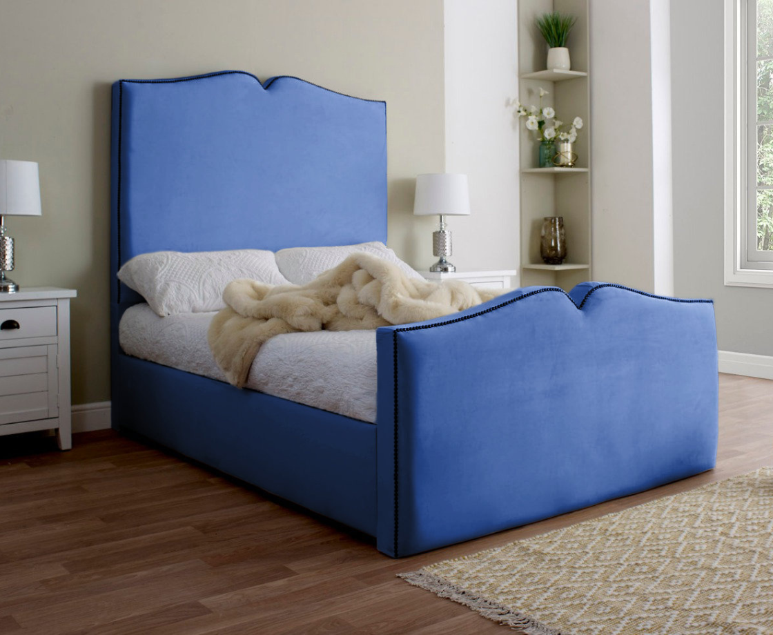 Love Heart 4ft6 Double Bed Frame - Velvet Cream