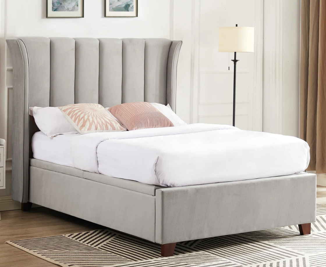 Mia 4ft6 Kingsize Ottoman Bed Frame - Silver