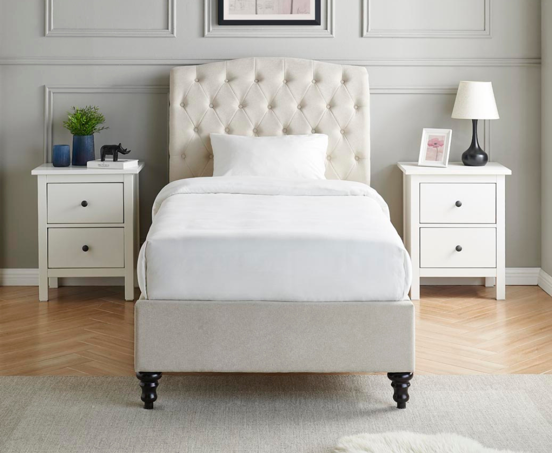 Riley 3ft Single Bed Frame - Cream