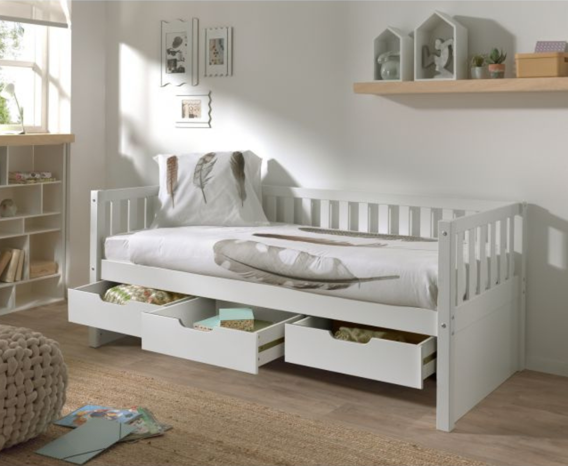 Sleepz Captain Bed with Drawers - White