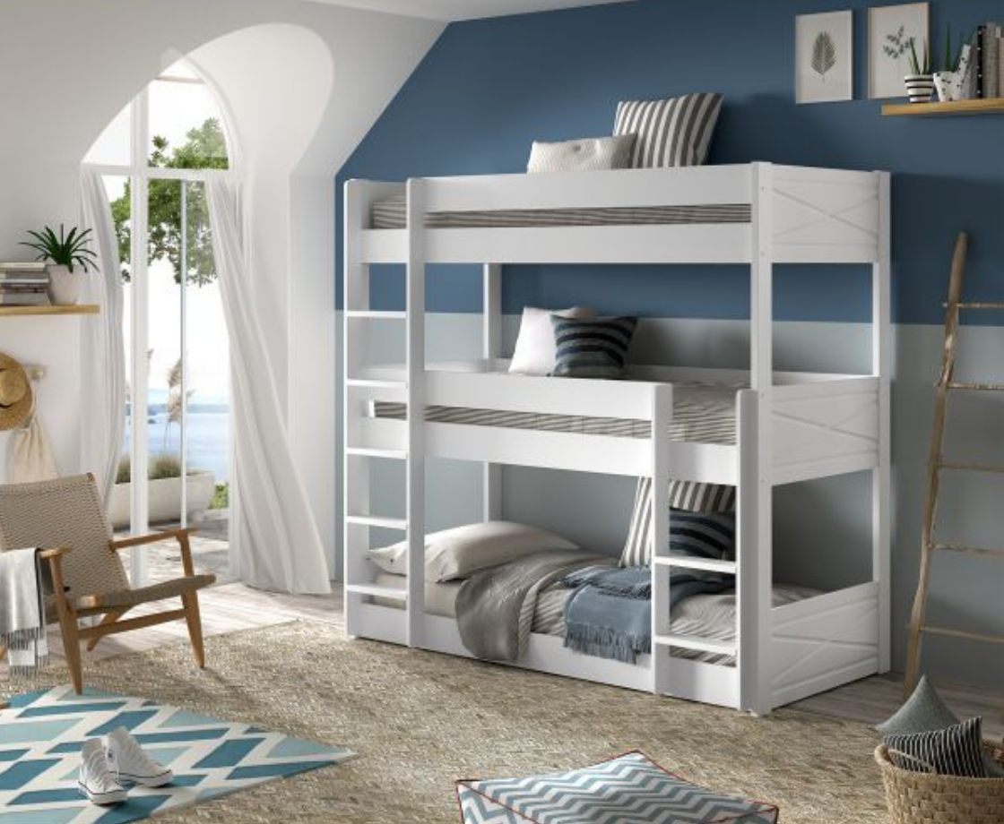 Snowy Triple Bunk Bed 90X200cm - White