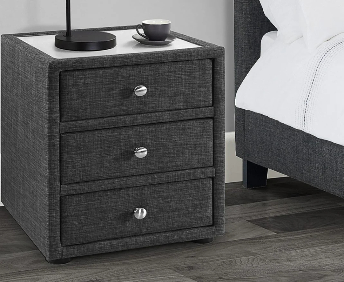 Sorrento 3 Drawer Bedside - Grey