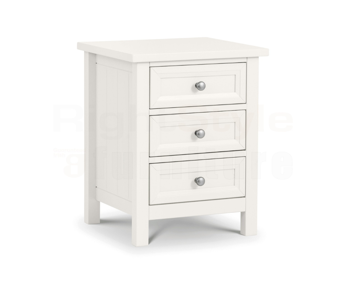 Maine 3 Drawer Bedside - Surf White
