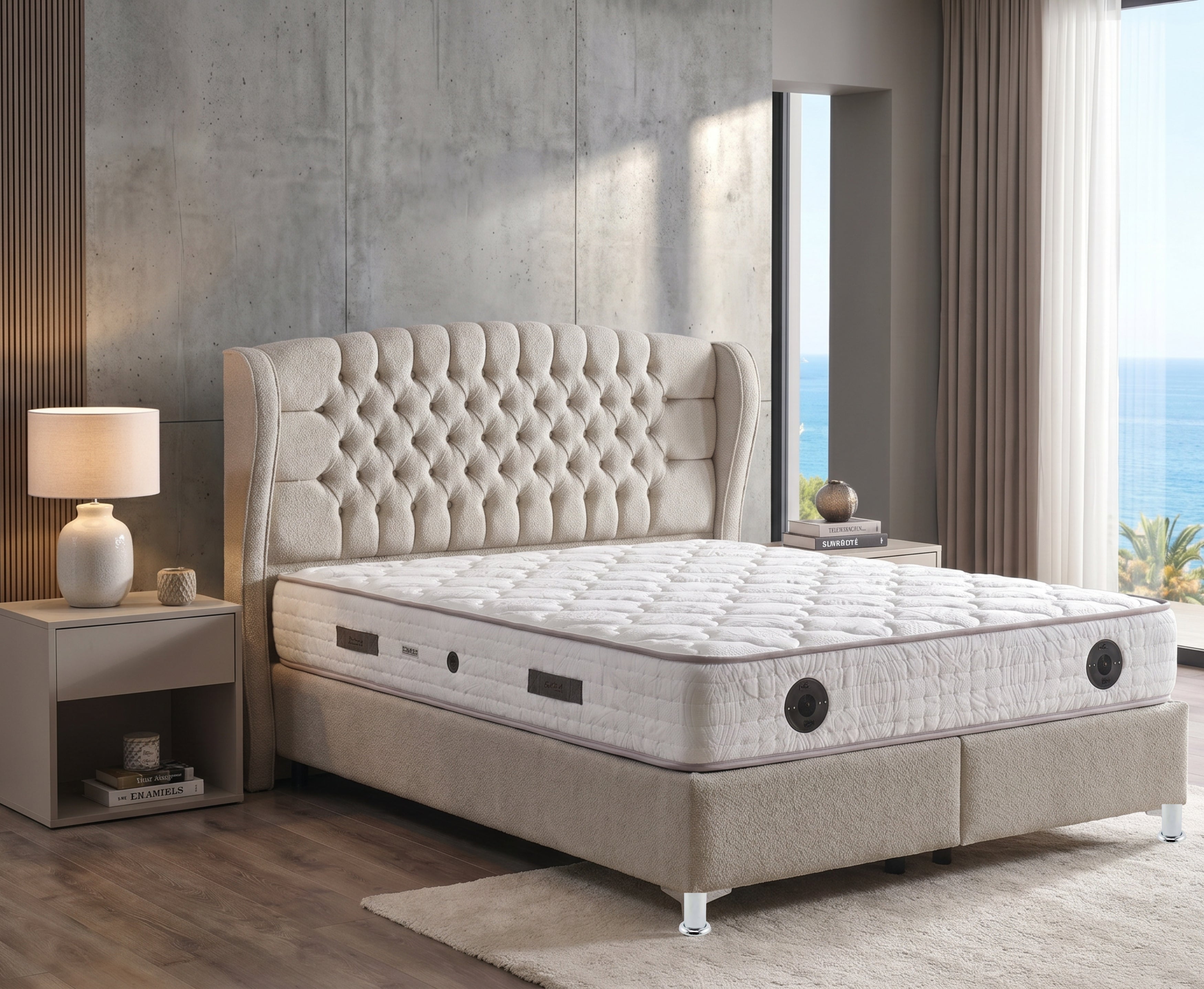 Venus 6ft Superking Ottoman Bed Frame - Beige
