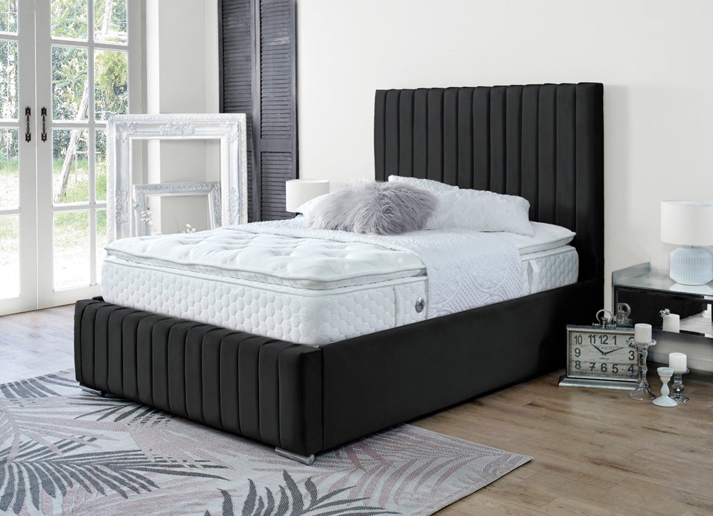 Single black velvet bed hotsell