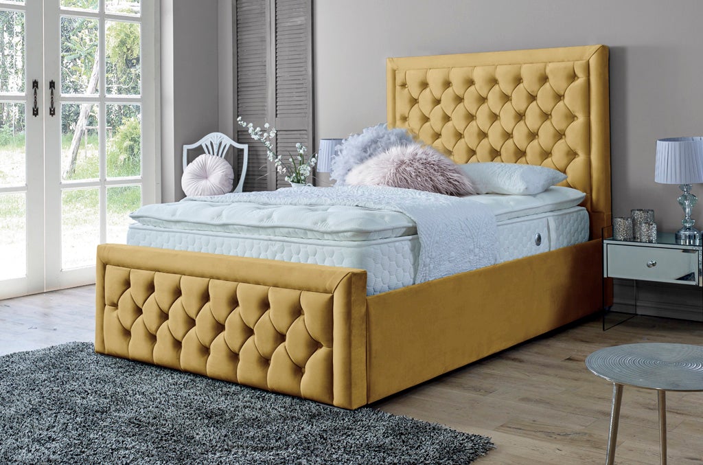 Lewis 5ft Kingsize Bed Frame Velvet Mustard