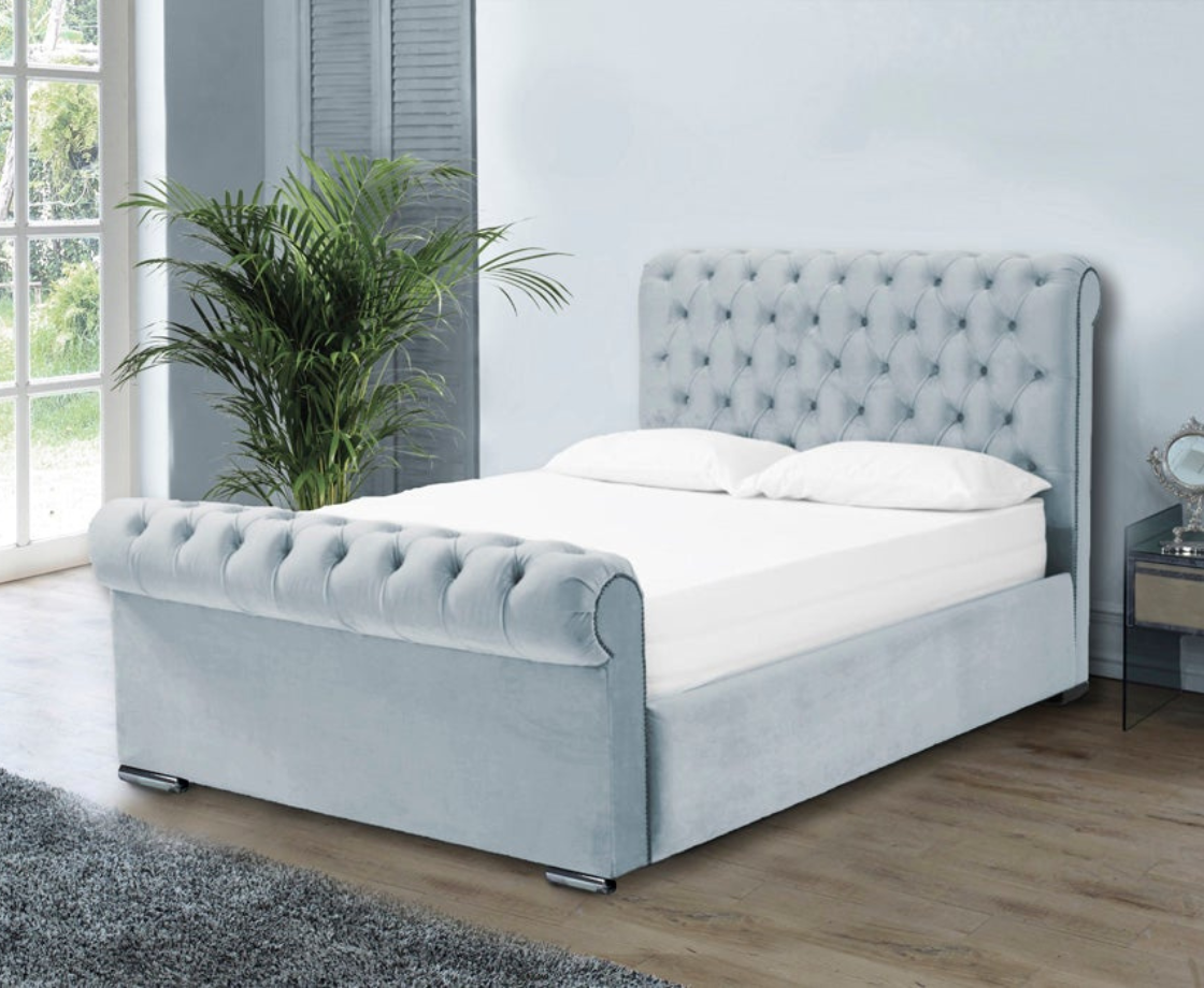Benito 5ft Kingsize Bed Frame - Velvet Silver