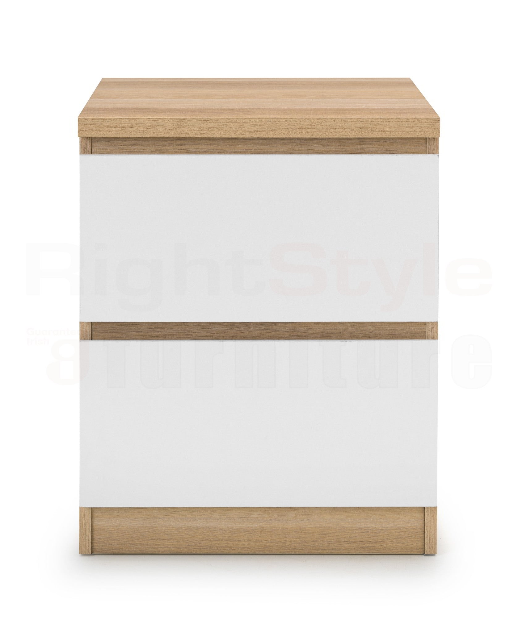 Europa 2 Drawer Bedside White & Oak
