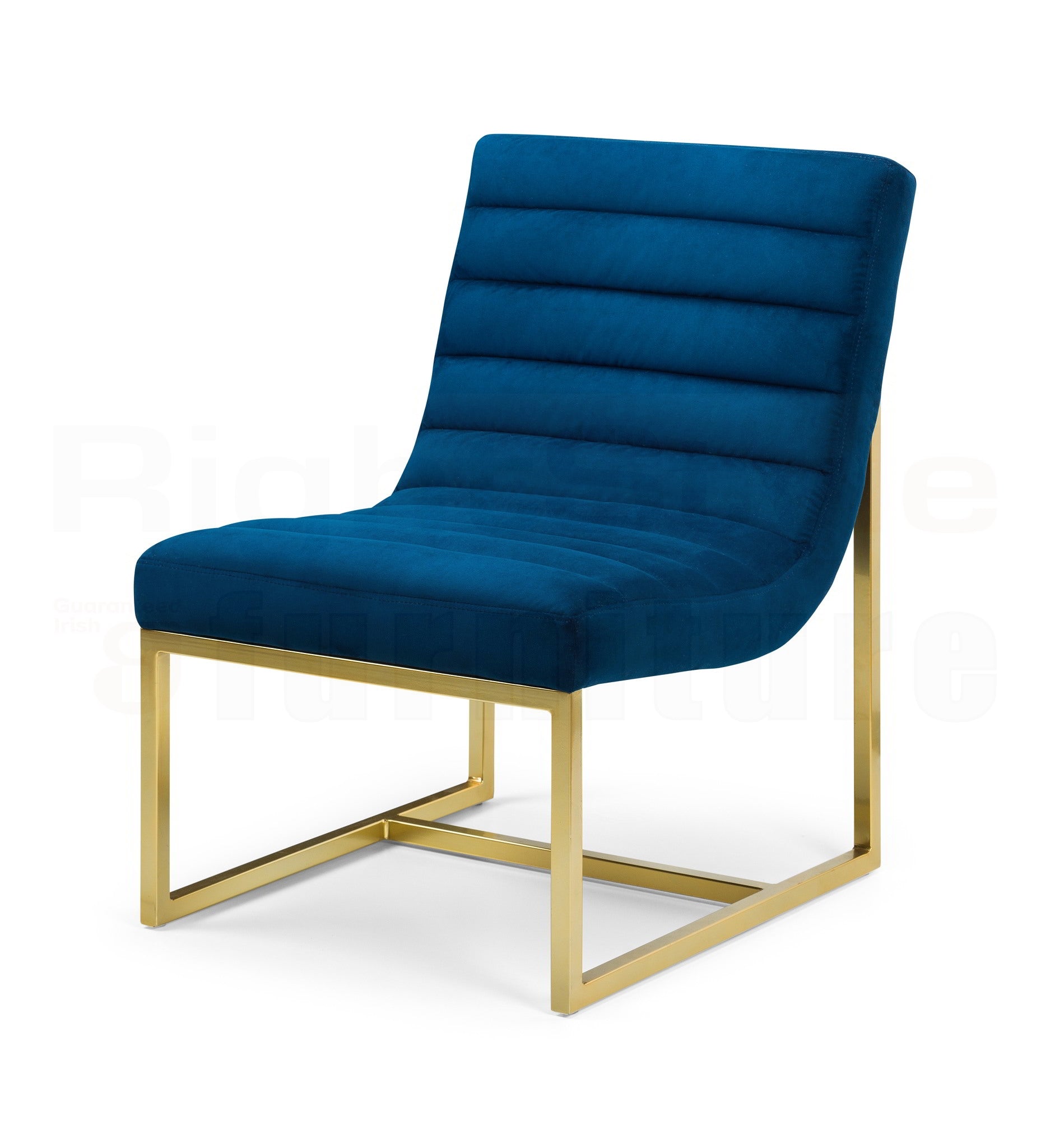 Georgio Velvet Chair - Blue & Gold