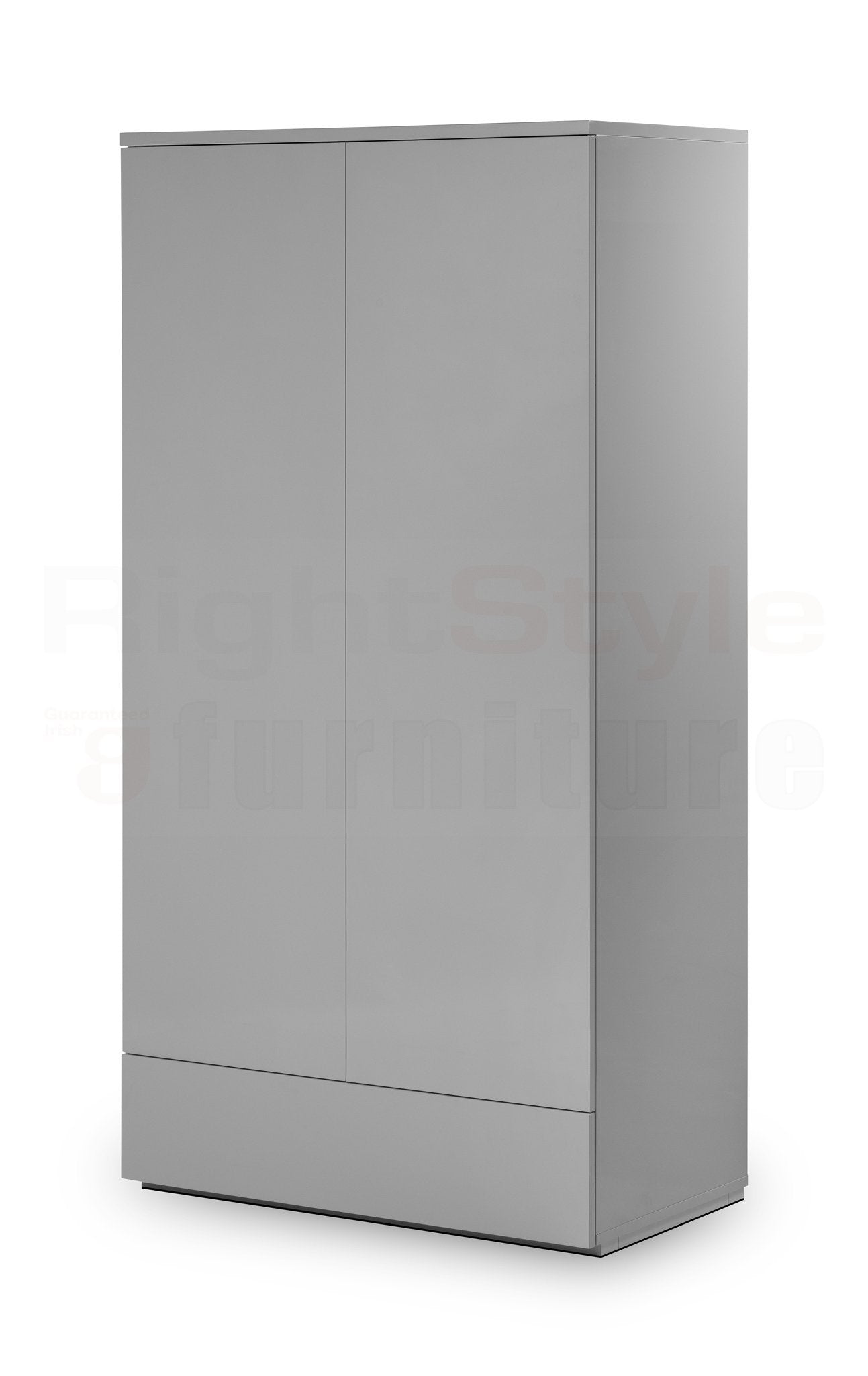 Grace 2 Door 1 Drw Wardrobe - Grey Gloss
