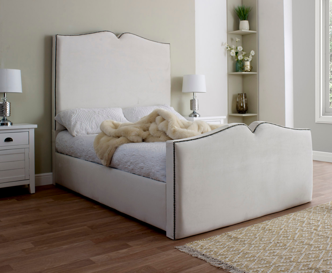 Love Heart 3ft Single Bed Frame Velvet Cream