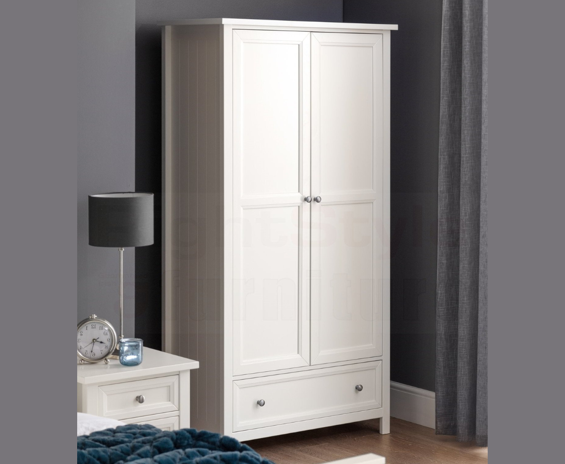 Maine 2 Door Combination Wardrobe - Surf White