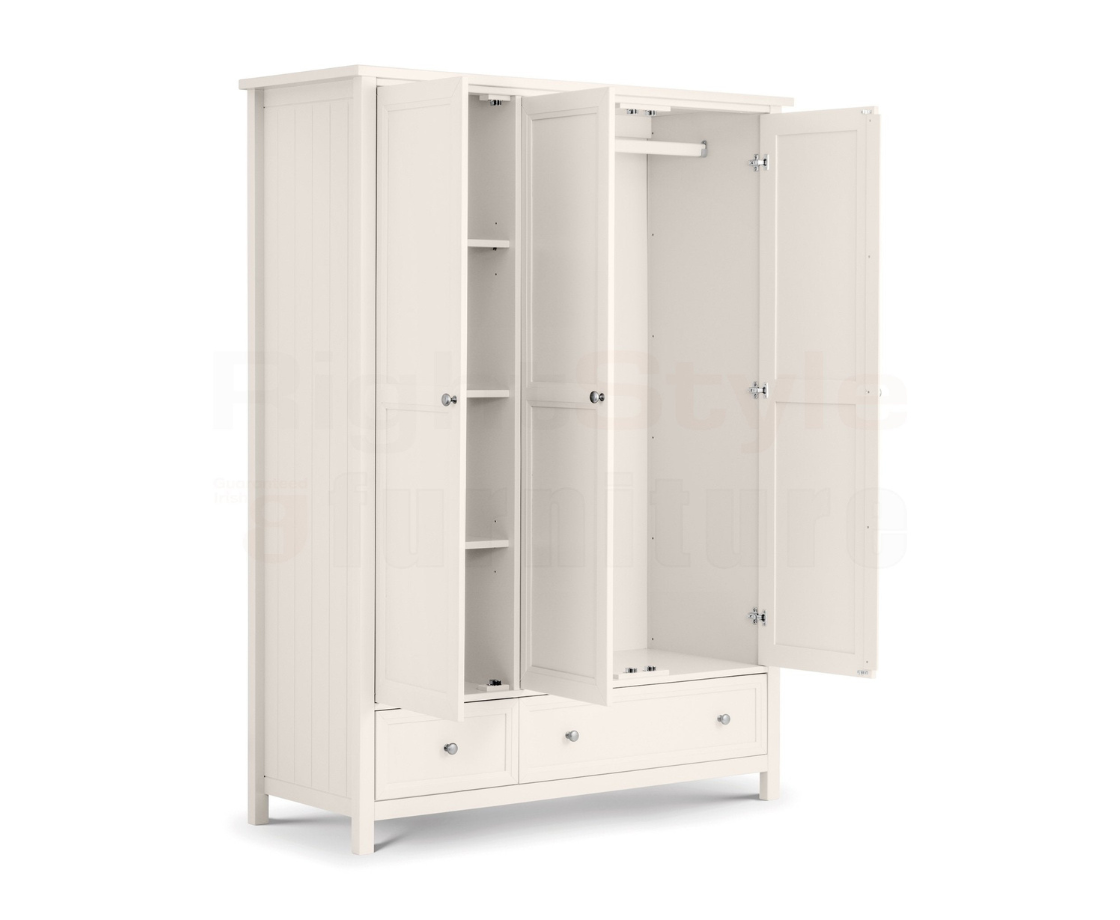 Maine 3 Door Combination Wardrobe - Surf White