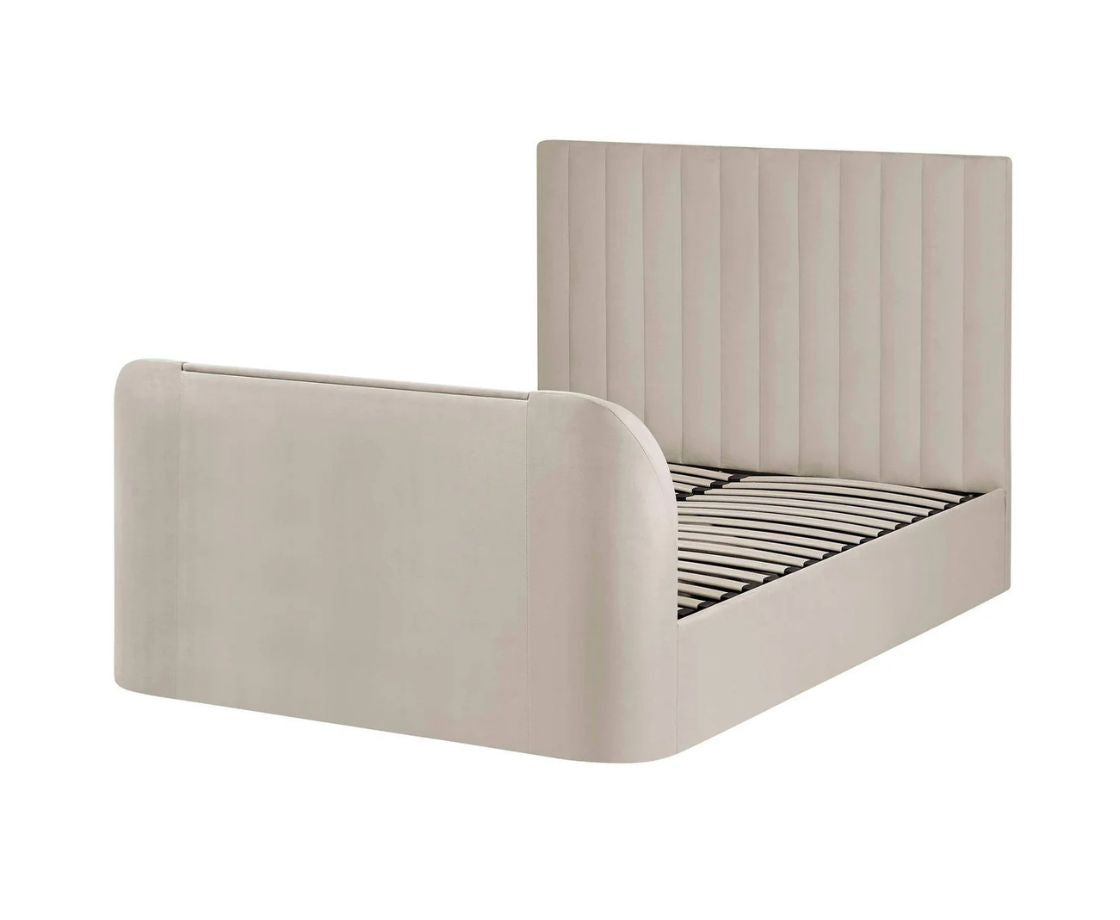 Alaina 4ft6 Double Side Lift Ottoman TV Bed - Cream