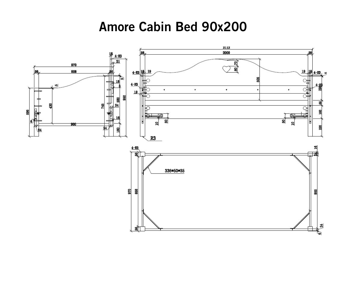 Amore Captain 90X200cm Bed - White