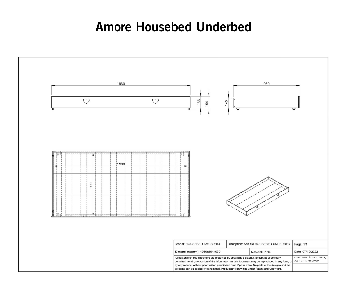 Amore Housebed Open Bed - White