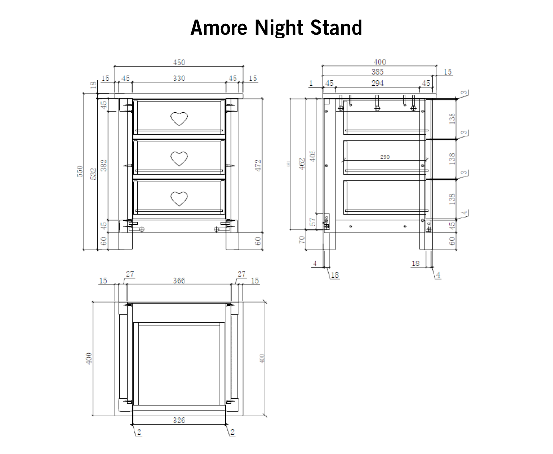 Amore Captain 90X200cm Bed - White