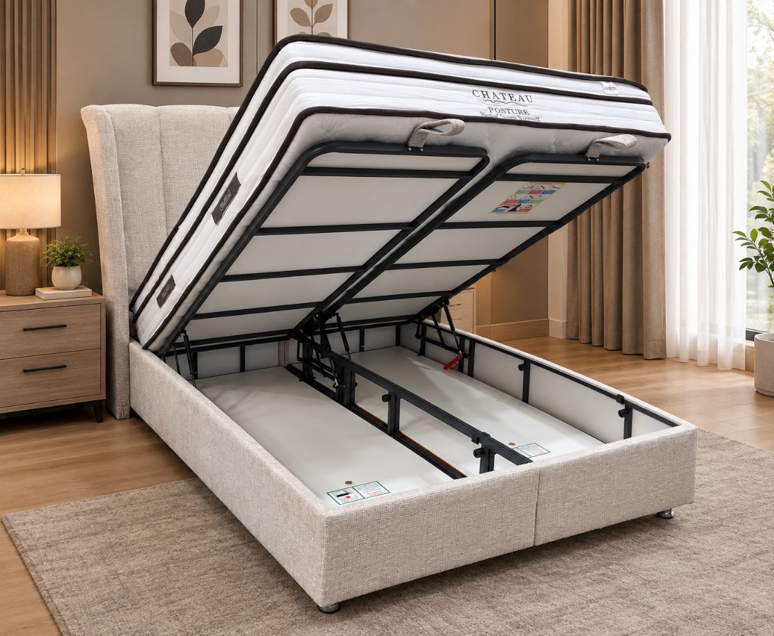 Ariya 6ft Superking Ottoman Bed - Taupe