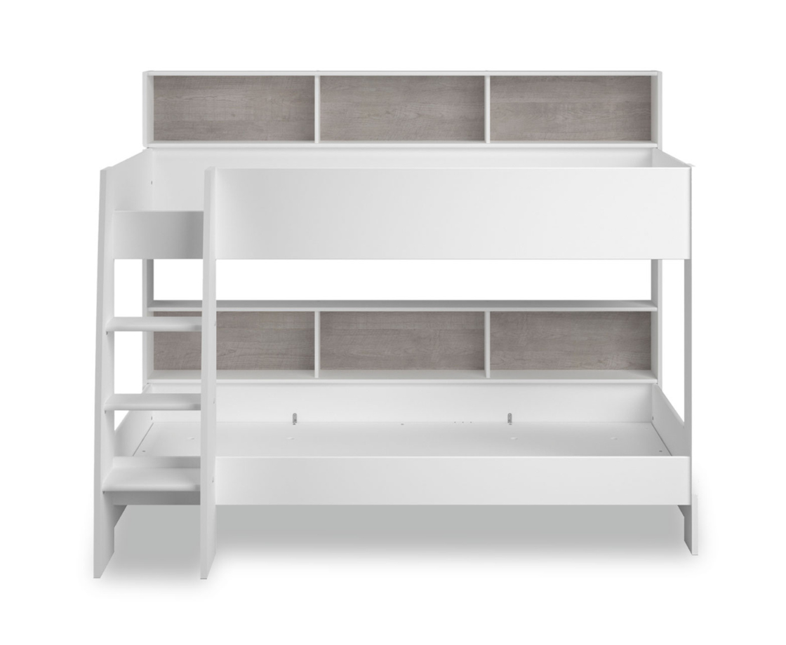Aslan Bunk Bed - White | Grey Panels