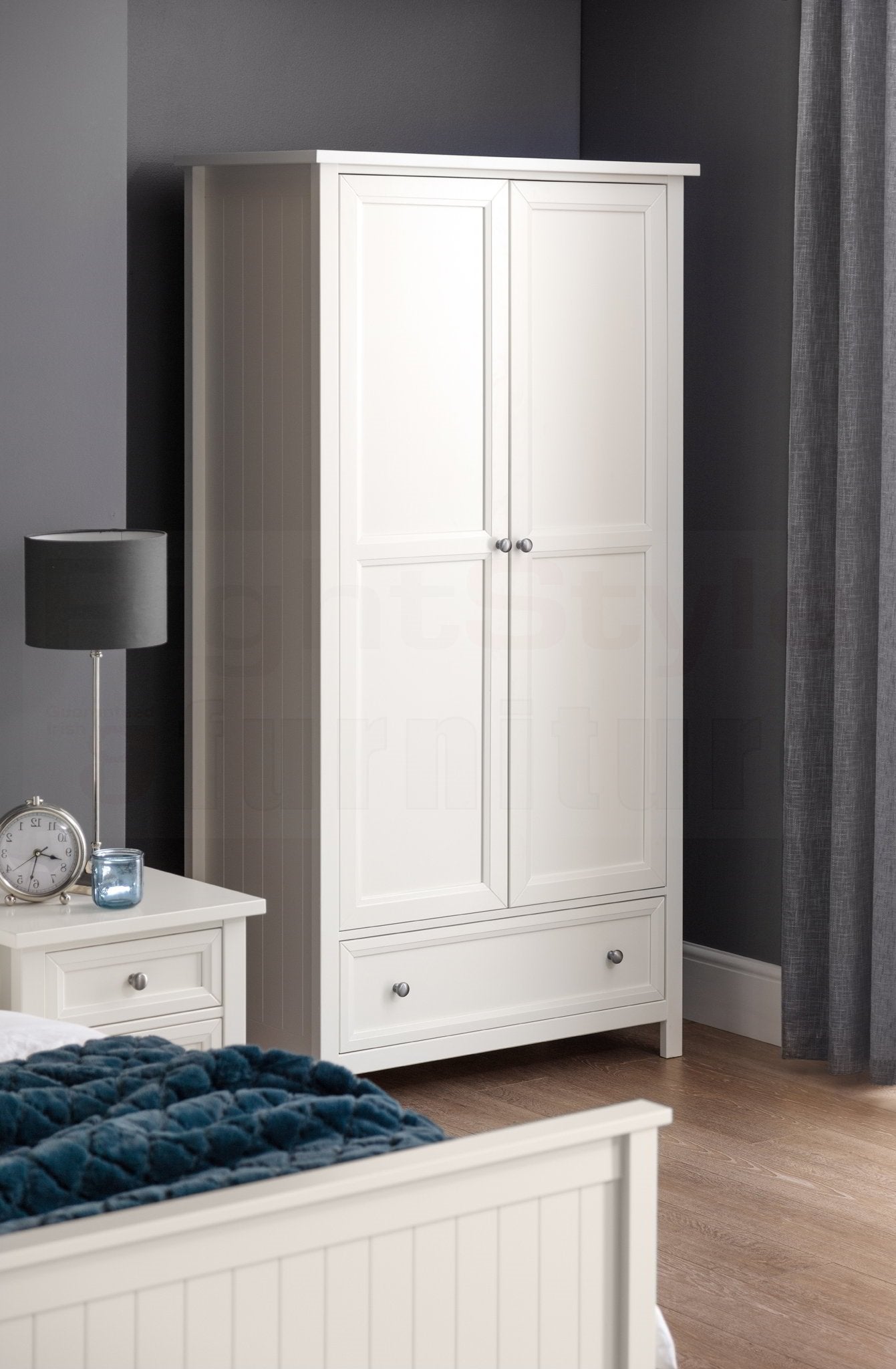 Maine 2 Door Combination Wardrobe - Surf White