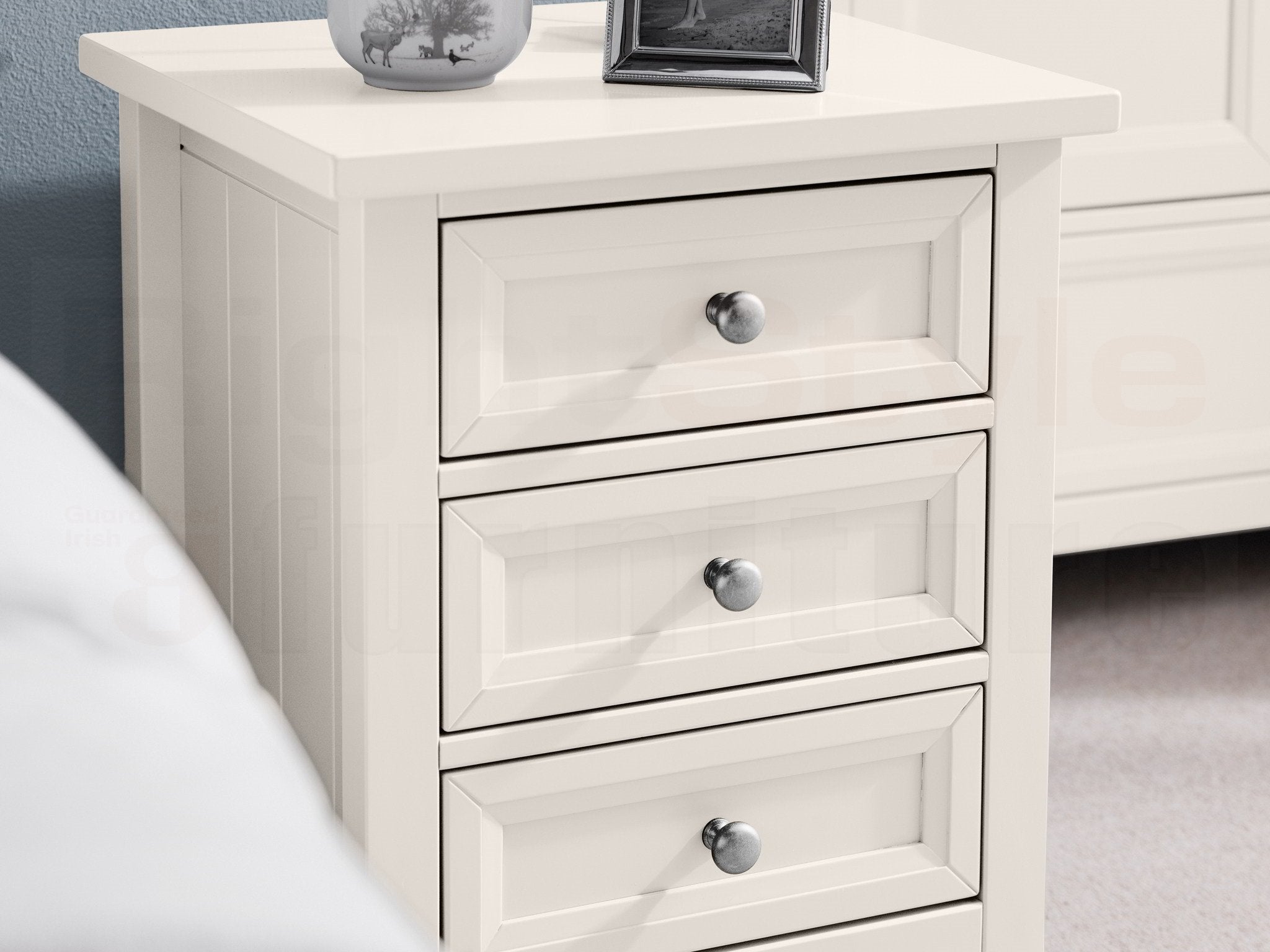 Maine 3 Drawer Bedside - Surf White