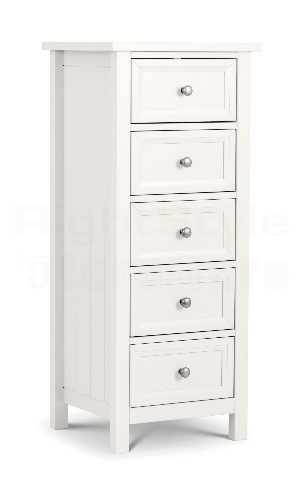 Maine 5 Drawer Tall Chest - Surf White