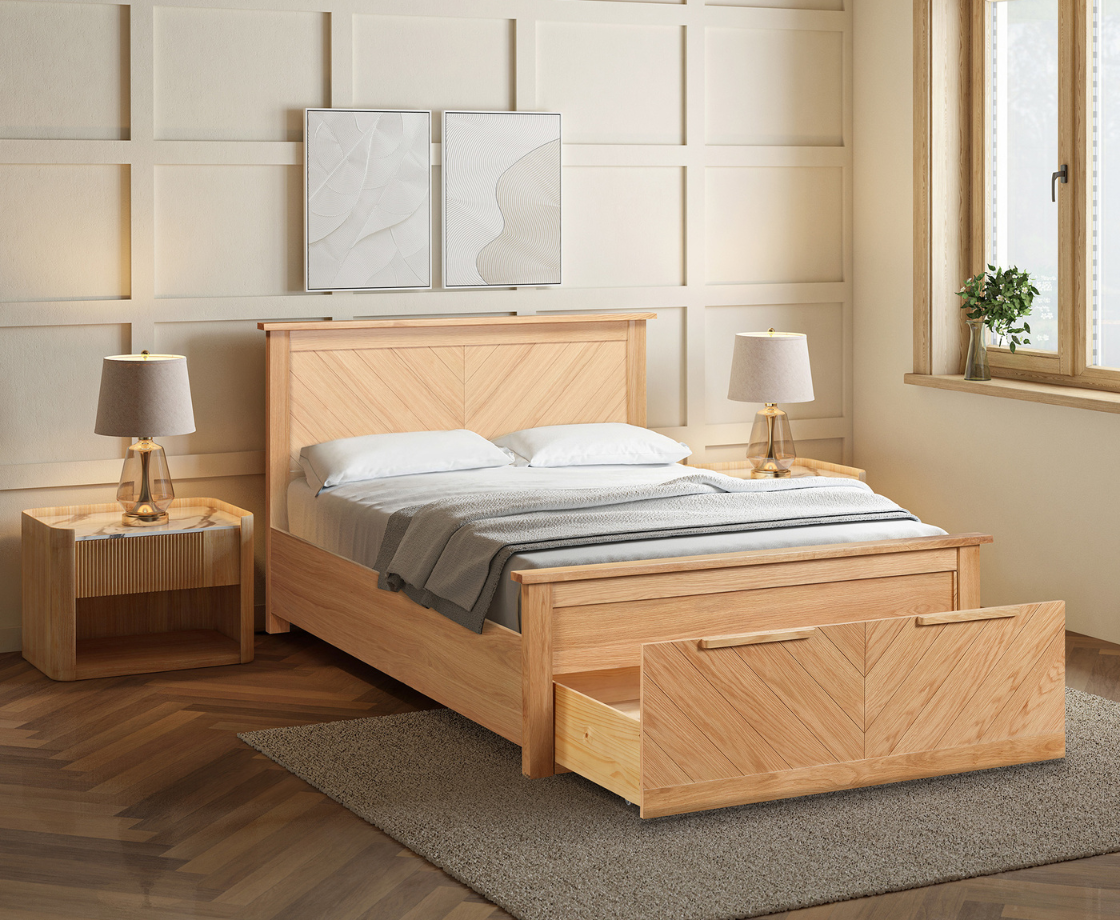 Kenya 5ft Drawer Bed Frame - Light Oak