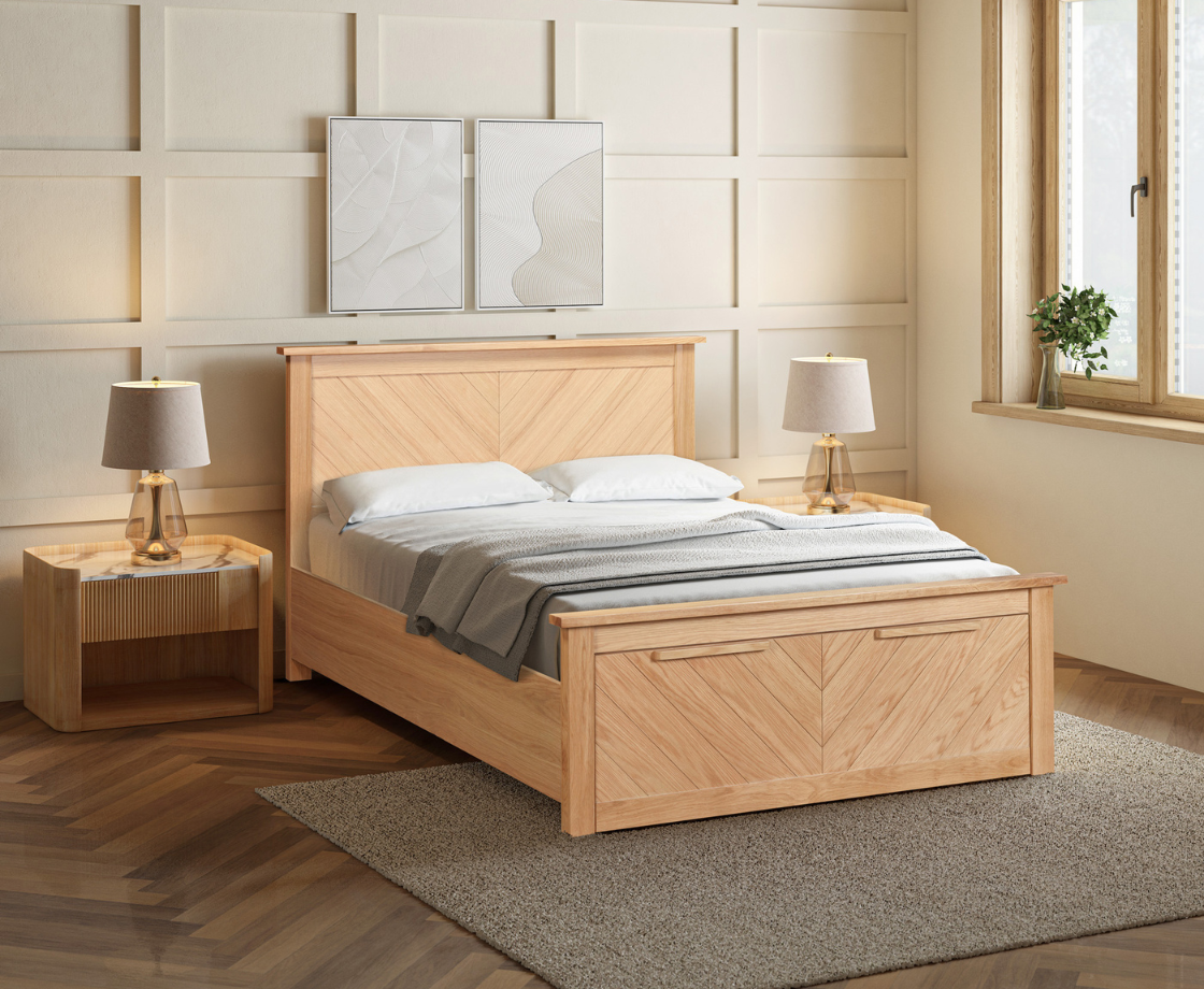 Kenya 4ft6 Drawer Bed Frame - Light Oak