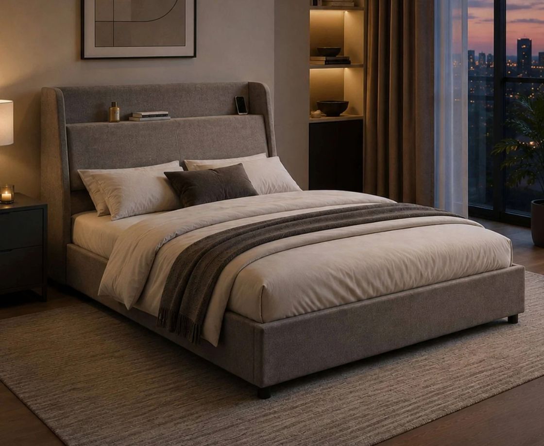 Blakely 4ft6 Double USB Ottoman Bed - Grey