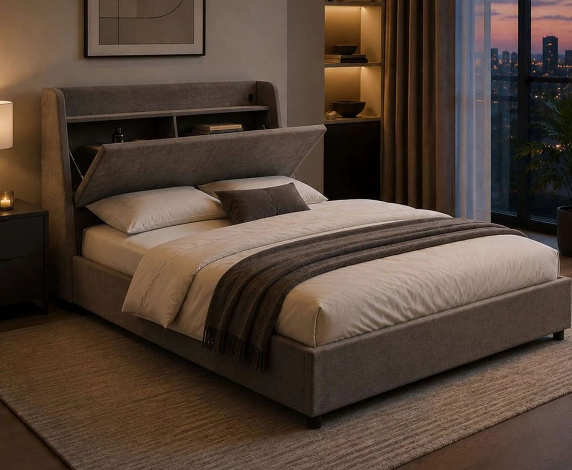 Blakely 5ft Kingsize USB Ottoman Bed - Grey