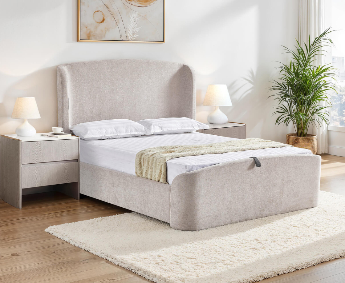 Blinne 4ft6 Ottoman Bed - Cream