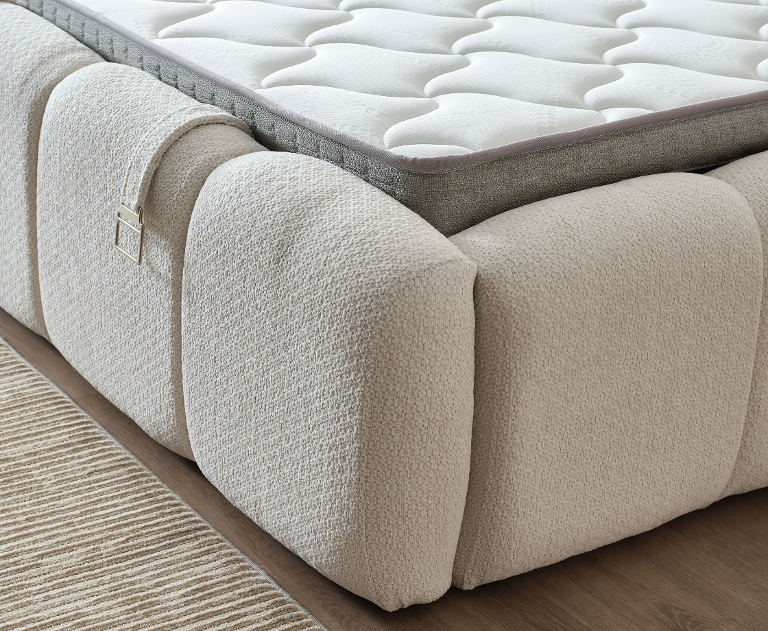 Bubble 5ft Kingsize Ottoman Bed - Beige
