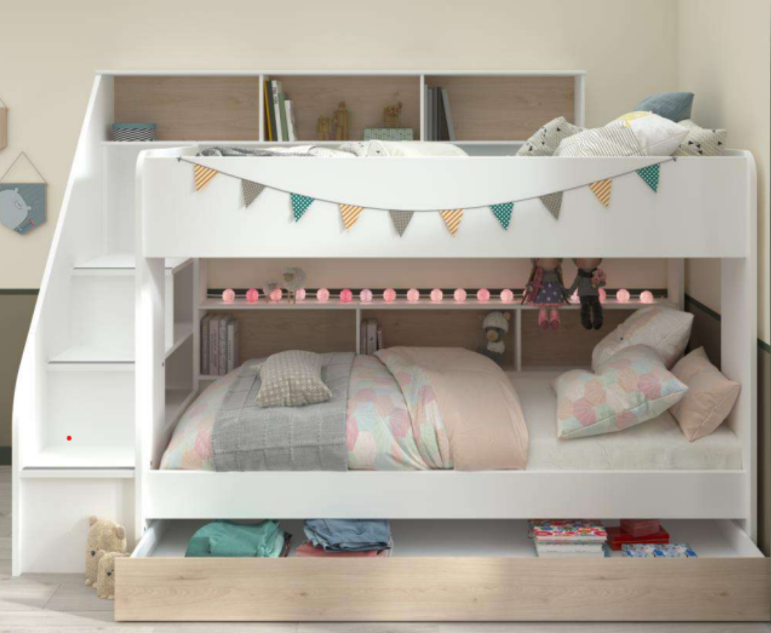 Budster Bunk Bed with Drawer - White