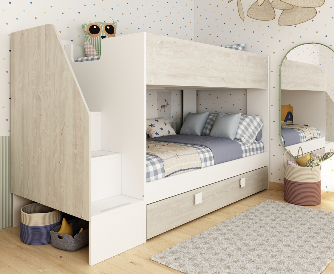 Eabha 3ft Bunk Bed with Pull-out bed - Casc oak