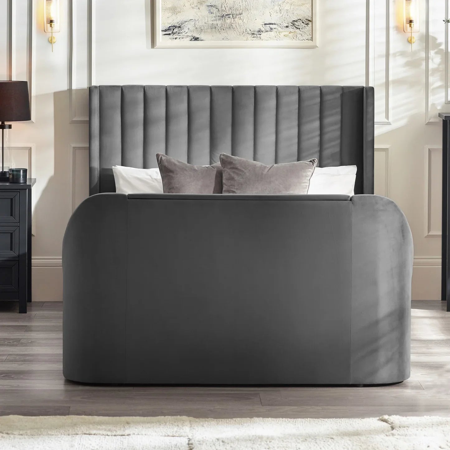 Klay 4ft6 Side Lift Ottoman TV Bed - Dark Grey